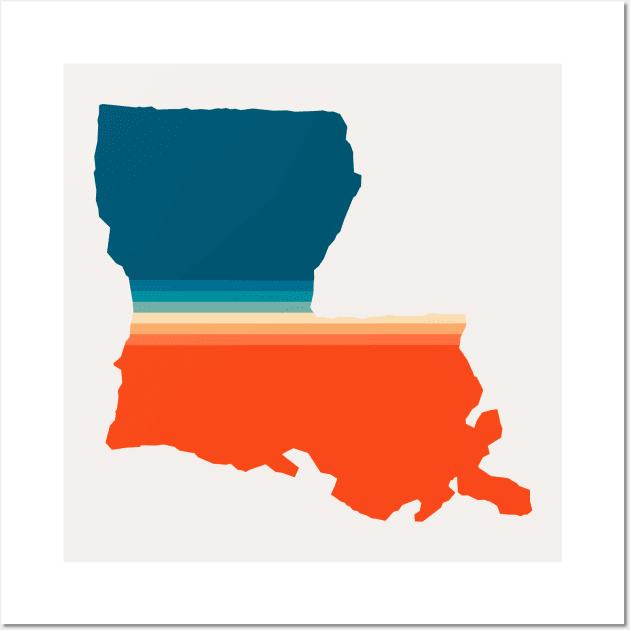 Louisiana State Retro Map Wall Art by n23tees